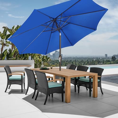 Image of Blissun 9' Outdoor Patio Umbrella, Outdoor Table Umbrella, Yard Umbrella, Market Umbrella with 8 Sturdy Ribs, Push Button Tilt and Crank