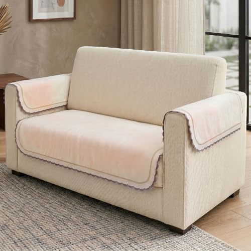 Image of Story@Home Velvet Sofa Cover 2 Seater (76x122Cm) with Arm Rest Covers | Anti Slip Sofa Mat 2 Seater for Living Room | Measure Your Sofa & Create Your Own Customized Set - Ombre Cotton Candy