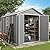 VONZOY Outdoor Storage Shed, 8x10 FT Resin Shed with Floor and Lockable Door, Window & Vents, Tool Sheds & Outdoor Storage for Bike, Garden Accessories, Tools, Waterproof(Grey & White)