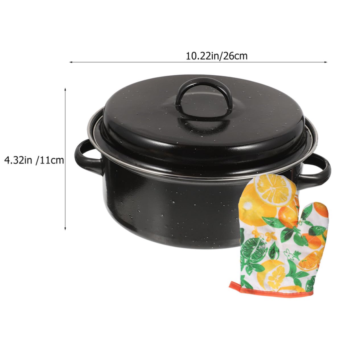 WOONEKY Emaille Kartoffeltopf aus Emaille Multifunktional Schwarz Hitzebeständig für Süßkartoffeln und Kartoffeln für Camping und Zuhause