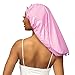 Esha Girl - Shower Cap for Extra Long Hair, Braids, Locs, Twists – Waterproof – Snug Fit Guarantees No Leaks – Easy Button Up (Pink, X-Long (30