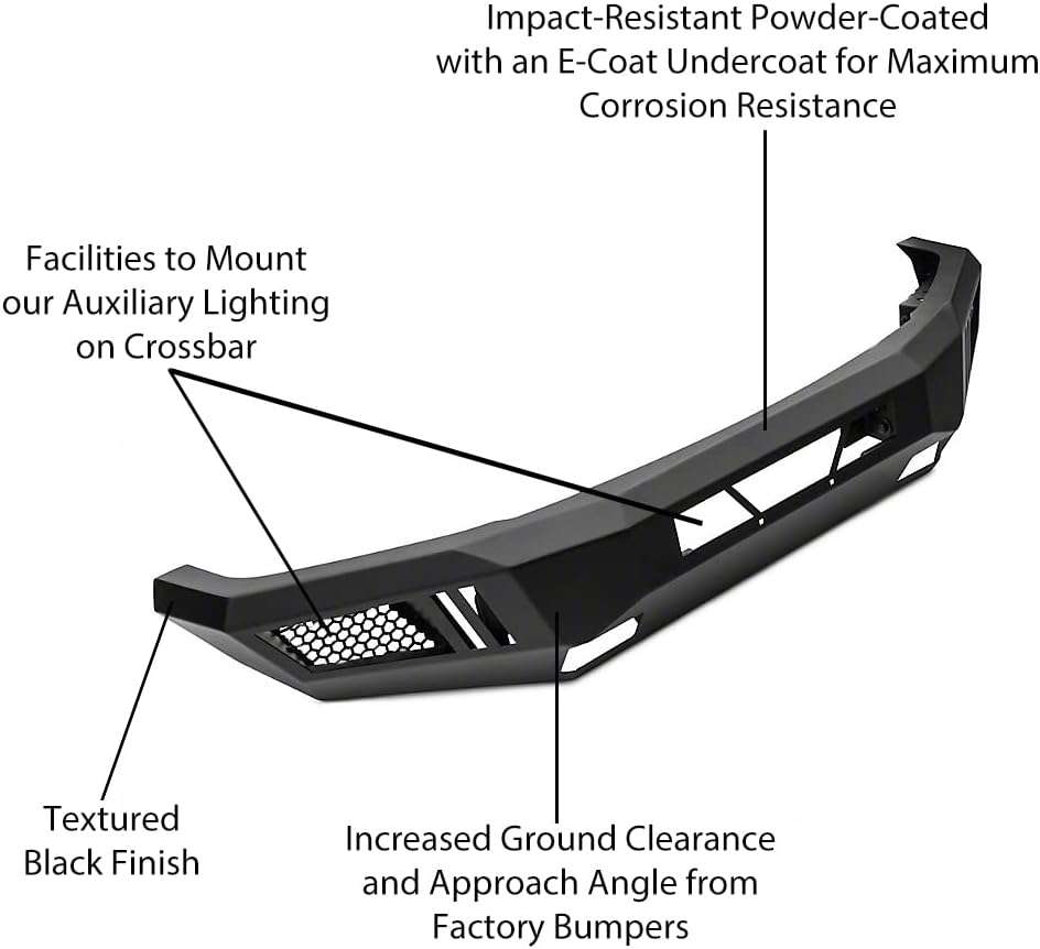 Black Horse Armour Heavy Duty Front Bumper Armour I Front Bumper Matte Black Compatible with 2010-2010 Dodge Ram 2500|2011-2018 Ram 2500|2010-2010 Dodge Ram 3500|2011-2018 Ram 3500-AFB-RA25-10