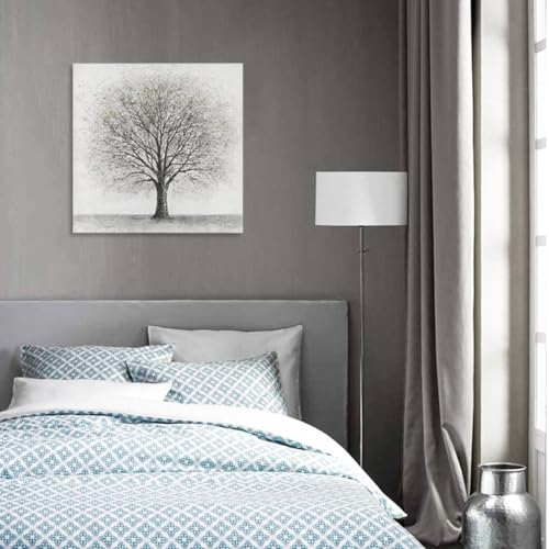 Yelash Abstract Black and White Tree Picture Decor Canvas Wall Art Life Painting with Gold Landscape for Home Bedroom Decoration 24x24 Inch3