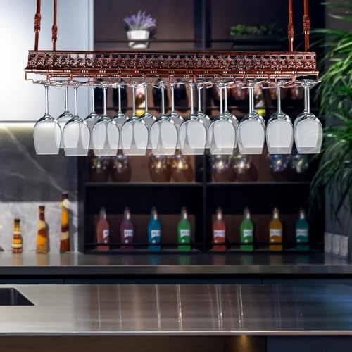 Casier à vin de plafond pour libérer l'espace de comptoir encombré avec style