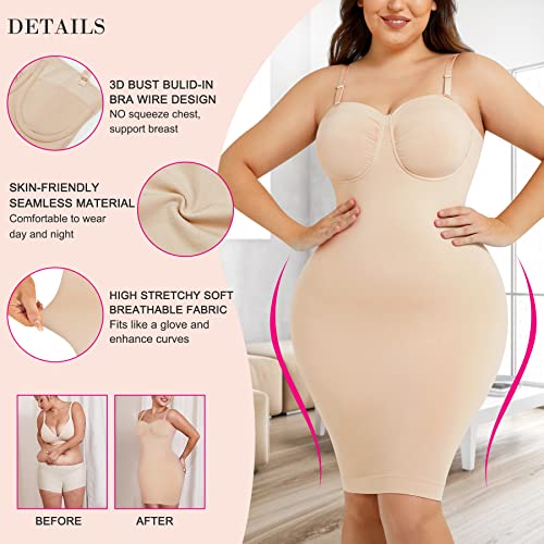 Nebility Womens' Slips Under Dresses Strapless Tummy Control Body Shaper4