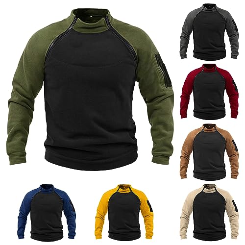 Men's Tactical Fleece Sweatshirts 1/4 Zip Workout Military Top Solid Mock Neck Long Sleeve Outdoor Warm Hiking Shirts2