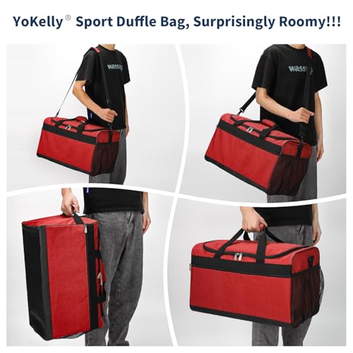 Image of 20 inch Sport Duffle Bag for Men, Red | 40L Gym Bag, Weekender Duffel Bag, Travel