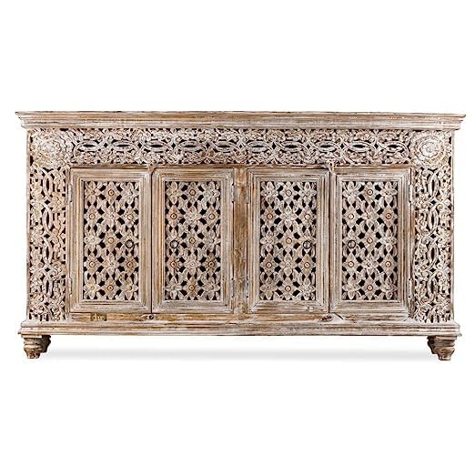 Solid Wood Cabinet for Living Room | Sideboard for Living Room Furniture | Wooden Antique Sideboard | Sideboard Cabinet Living Room | Mango Wood, White Distress-image-45