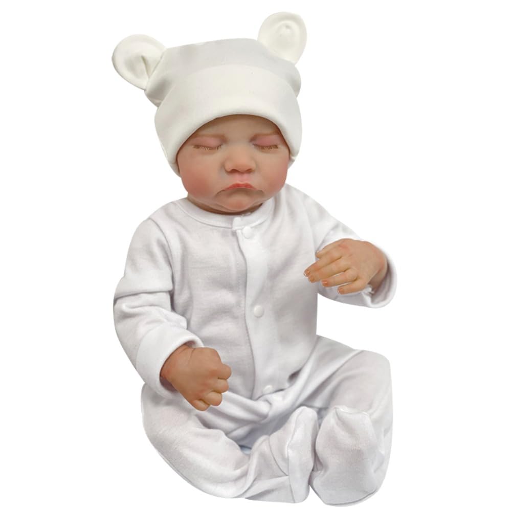 Lonian 19 Pouces Reborn Baby Doll Fait à la Main Nouveau-né poupée Ressemble à Un Vrai bébé Corps en Vinyle Souple Reborn bébés avec tétine et biberon (Corps en Silicone)