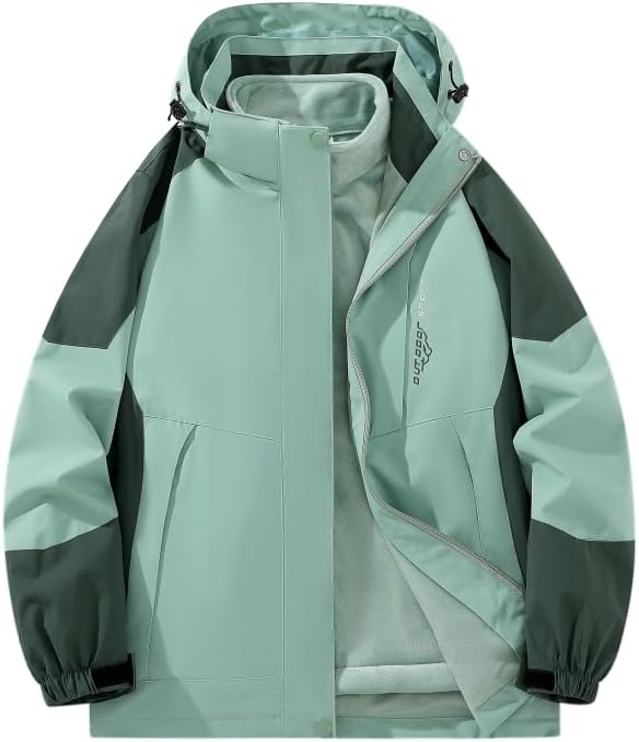 Women's 3-in-1 Winter Ski Jacket, Detachable Hood, Outdoor Hiking Camping Coat