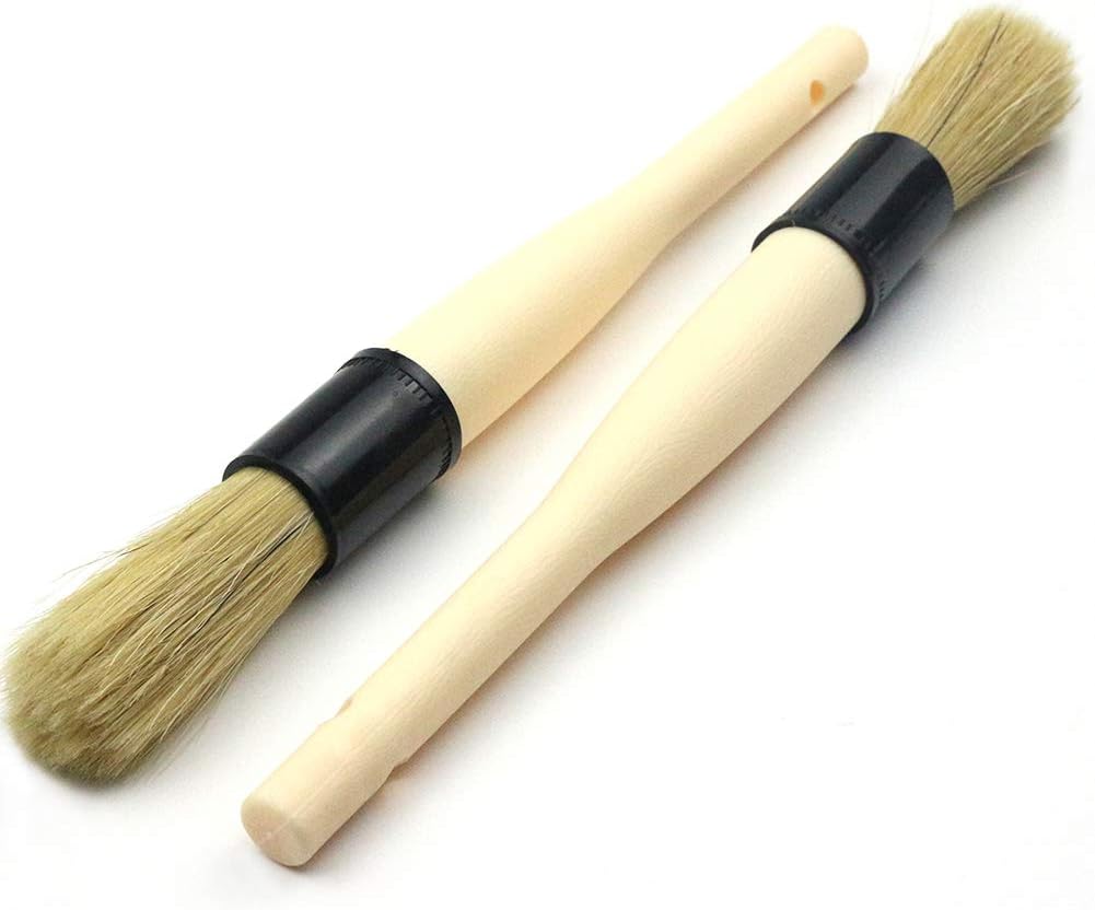 Detailing Brush Set, Auto Detailing Brush for Cleaning Weels, Engine,Interior, Emblems, Air Vents, Motorcy, Car Cleaning Brush, Premium Natural Boar Hair with Plastic Handle : Automotive