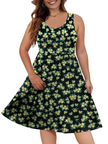 Image of DB MOON Womens 2026 Plus Size Tank Dresses Sleeveless Knee Length Sundress with Pockets