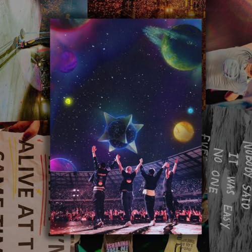 Image of auraposter Coldplay Poster (Set of 40) | Coldplay Band Mini Posters (15 x10 cm) | Mini Posters of Coldplay's songs for Wall, Bedroom, Living room | Coldplay Songs Poster| Glue Dots Included