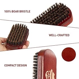 Alternative view of Beard Brush, 100% Boar Bristle Natural Black Walnut Wood Beard Comb Hair Mustache Shaving Brush Facial Hair Brush