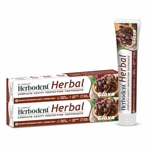 Herbodent Herbal Clove Toothpaste - 6.53oz/185g Pack of 2 | Natural Herbs - Clove Babool Bakul and More | Daily use Toothpaste