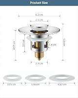 Hibbent Univerzális Lefolyódugó 25-46mm, Réz Nyomógombos Mosogató Dugó, Ezüst Színű Lefolyószűrő Fürdőszoba Konyha 2