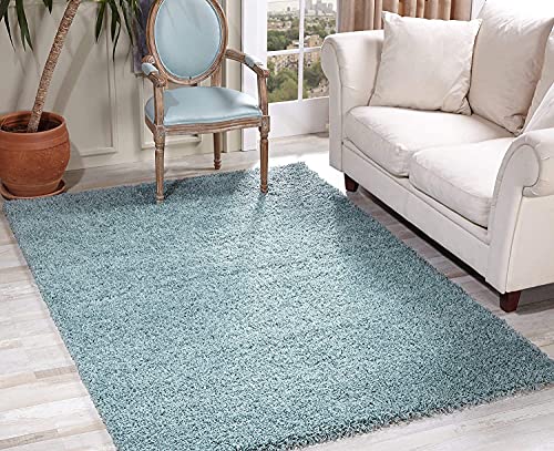 Image of Urban Modern Decor Features 4x6 Feet Modern Soft Shaggy Carpet Thick, Fluffy & 2 inch Pile Shag Rug for Your Kids Room, Bedroom & Livingroom(4x6 feet, SkyBlue Plain)