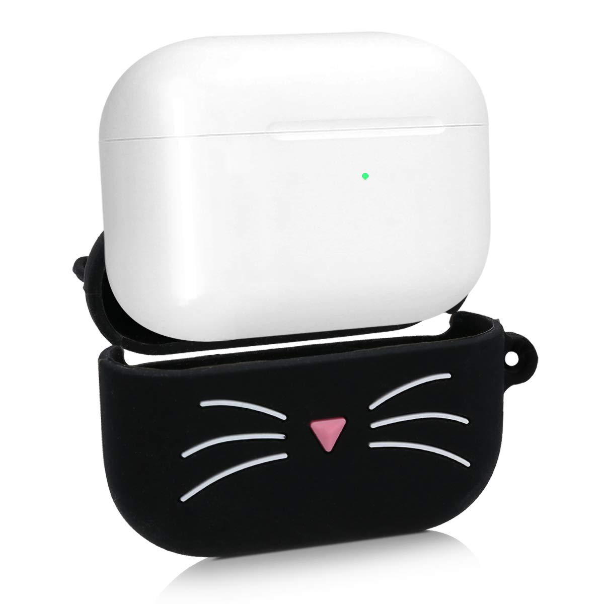 kwmobile Silicone Case Compatible with Apple AirPods Pro Case Cover - Cat Black/White