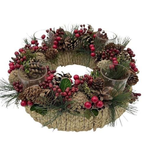 Adventskranz Adventsgesteck mit Zapfen & Beeren – Kranz oder Gesteck...