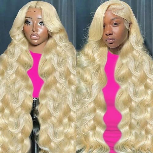 serwell 30 Inch 613 13x6 Lace Front Wig Human Hair Blonde Wig Human Hair 200 Density 613 HD Lace Frontal Wig 13x6 Body Wave Blonde Lace Front Wigs for Women Pre Plucked with Baby Hair