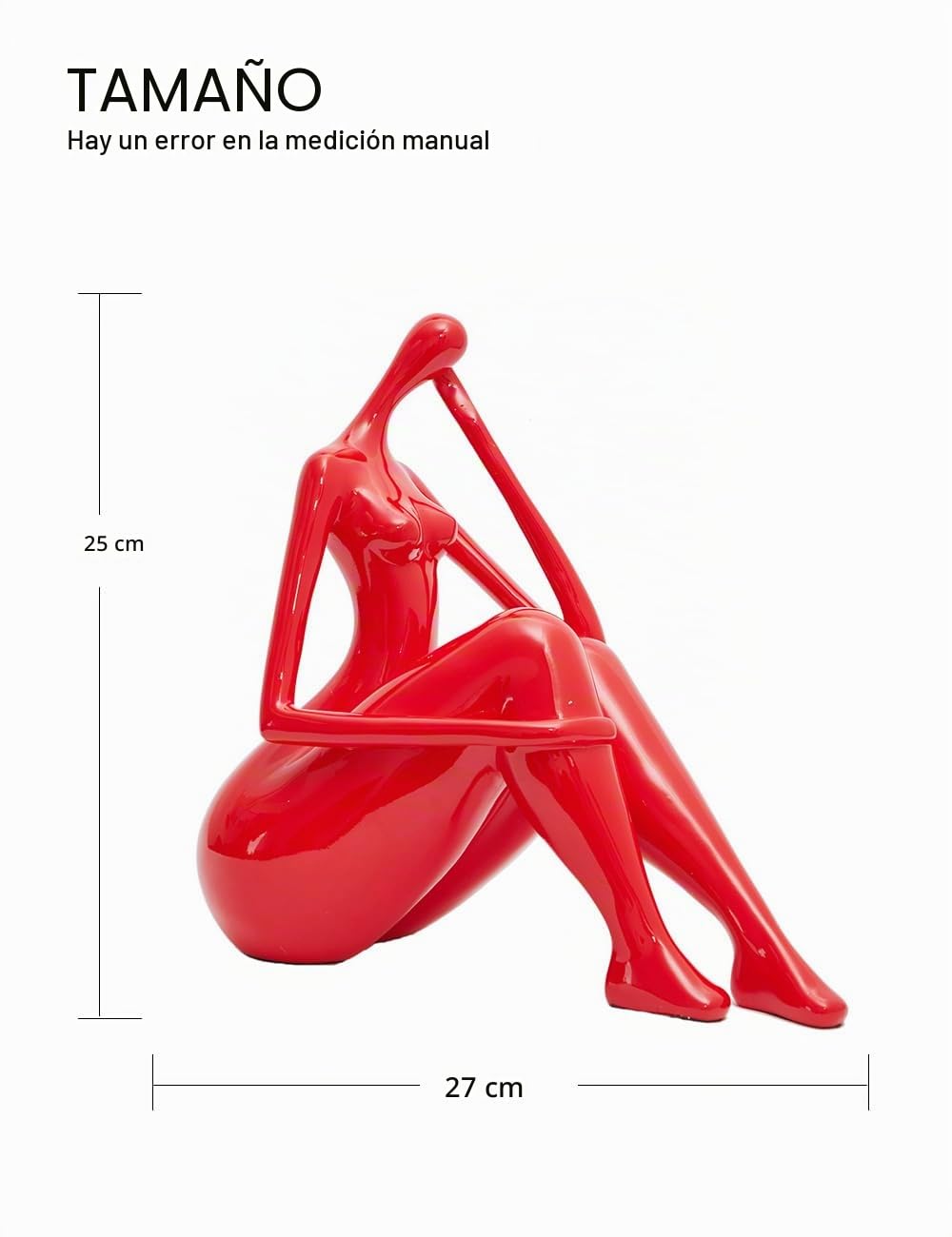 HAUCOZE Estatua de Mujer Figura Bailarina Escultura Señora Yoga Decoración Moderna Hogar Regalo para Familiares Amigos Amantes Resina 26cm | Estatua de resina roja brillante hecha a mano para cumpleaños, adorno de moda para madre, hermana, amantes, amigos