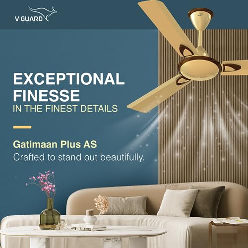 Image of V Guard Gatimaan Plus AS Ultra High Speed Fan Ceiling Fan For Home | 400 RPM | 100% Copper Motor | 1.2M (Imperial Gold)