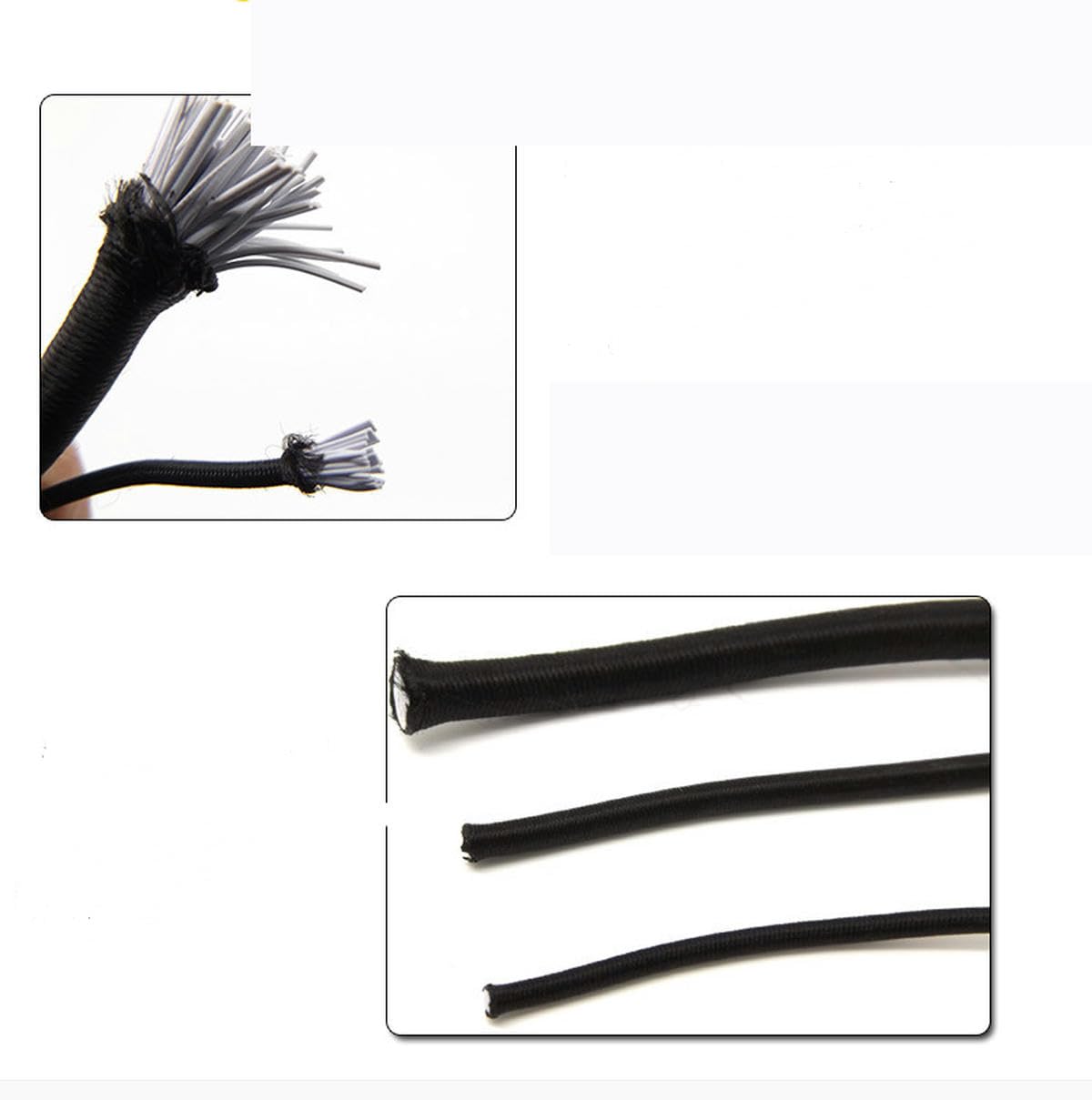 Czarny biały okrągły elastyczny pasek 1mm-15mm rozciągliwy sznurek do majsterkowania szycie elastyczna lina gumka akcesoria liniowe 1 szt(Black 7mm,1M)