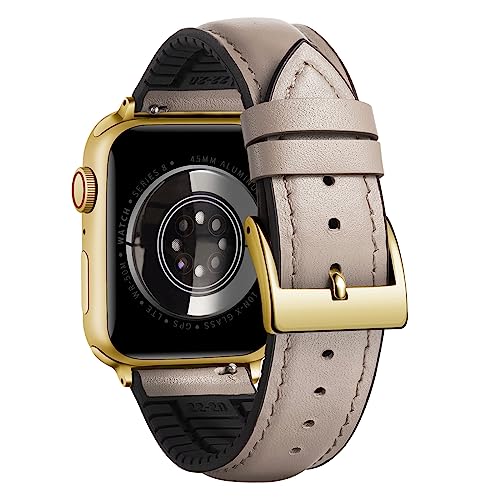 Image of BINLUN Leather Silicone Bands Compatible with Apple Watch 38mm 40mm 41mm 42mm 44mm 45mm 46mm 49mm Sweatproof Replacement Strap for iWatch 11 /10 /9 /8 /7 /6 /5 /4 /3 /2 /1 /Ultra /SE Men Women
