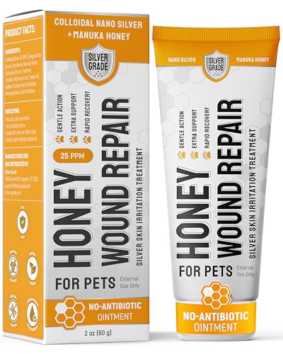 Dog Wound Care with Manuka Honey & Colloidal Silver for Scratches & Skin Irritations – Cat & Dog Hot Spot Treatment Gel Works as Honey Rapid Wound Repair for Horses – Suits All Pets – 2-Oz