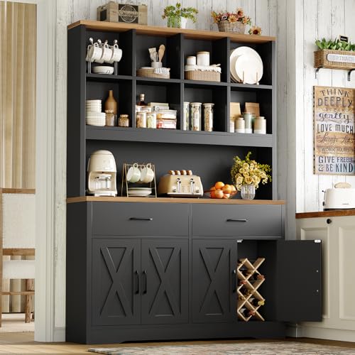 Image of TEENFON Large Bookcases with Drawers and Storage Cabinet, Bookshelf and Bookcase, 5 Tier Floor Standing Bookshelves, 8 Open Storage Shelves and Printer Stand for Study, Living Room, Office