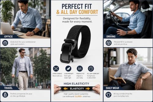 Image of Buckleless Elastic Belt | Invisible No-Buckle Stretch Belt with Metal Hooks for Men & Women | Adjustable Lazy Waistband for Jeans and Trousers (1 PACK)
