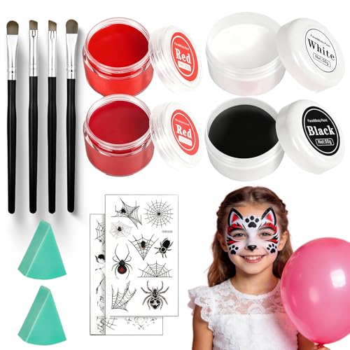 Trucco Viso Bianco Nero Rossa con Spugne...