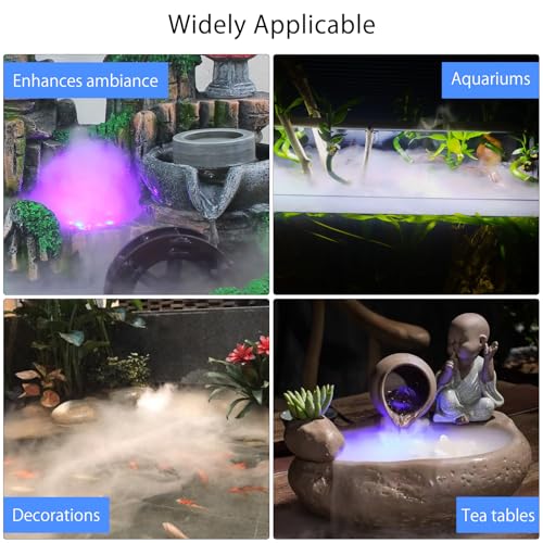 Aquarium Nebelmaschine, Ultraschall Nebler Vernebler USB LED Farbwechsel Nebelgerät mit Wassermangelschutz für Brunnen Teich Aquarium Einfach zu Bedienen 5 V