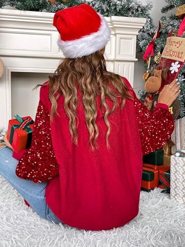 Believe Sequin Sleeve Christmas Sweater for Women - Image 4
