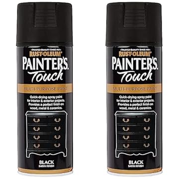 Rust-Oleum AE0050001E8 400ml Painter's Touch Spray Paint - Satin Black (Pack of 2)