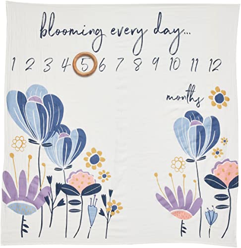 Image of HonestBaby Baby Organic Cotton Milestone Blanket, Blooming & Blossoming, One Size