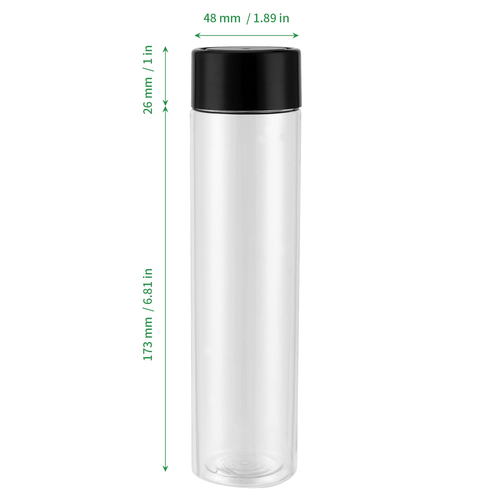 ZOENHOU Confezione da 20 bottiglie sensoriali in plastica trasparente, riutilizzabili, da 350 ml, con coperchio nero, per frullati, succhi di frutta, latte e altre bevande