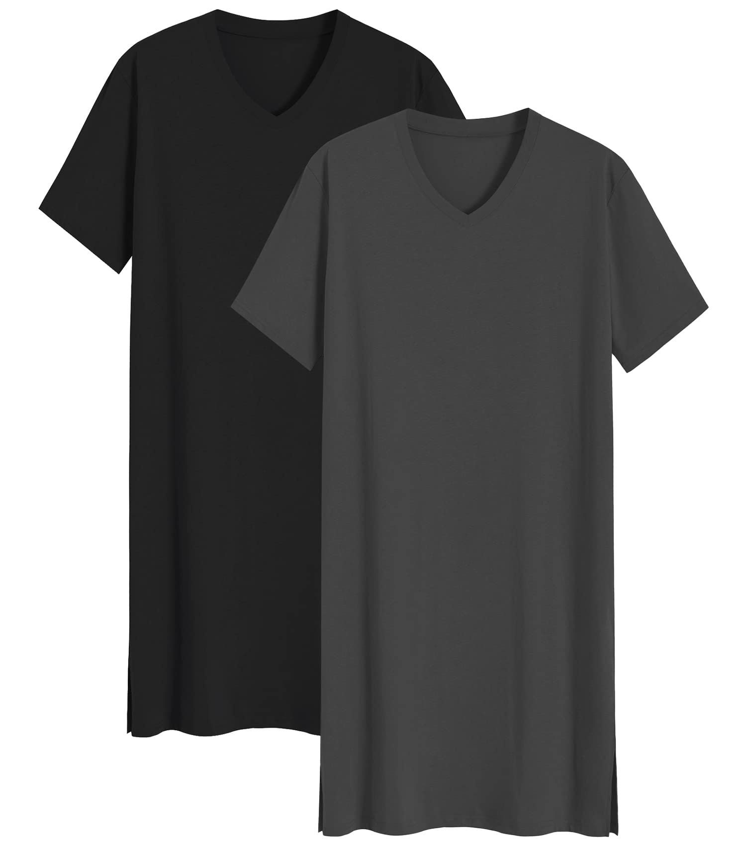 Latuza Men's 2 Pack Nightshirt Cotton Sleep Shirt Nightgown