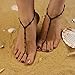 Kenjudess Bohemian Handmade Starfish Barefoot Sandals 2pcs Beach Wedding Pearl Foot Chain with Toe Ring Elegant Crystal Beaded Anklet Accessory for Women (Black bead)