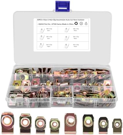 KIMISS 60Pcs U Nut Clip Kit, Stainless Steel U Nuts Clamp Set M4 M5 M6 M8 U Nuts Set for Car Motorcycle Automotive Clips