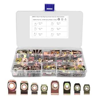 KIMISS 60Pcs U Nut Clip Kit, Stainless Steel U Nuts Clamp Set M4 M5 M6 M8 U Nuts Set for Car Motorcycle Automotive Clips