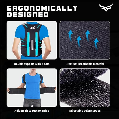 Image of XTRIM Posture Corrector for Men & Women, Adjustable Back Support Belt for Back Pain Relief, Spine Posture Corrector with Soft Shoulder Pads, Back Straightener Belt (Large)