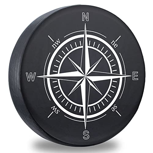 Spare Tire Cover,Weatherproof Vinyl Leather Wheel Cover for Jeep Wrangler Sahara,Hummer H3,Toyota FJ,Trailer, RV, SUV, Truck (32"-33" Compass Print)