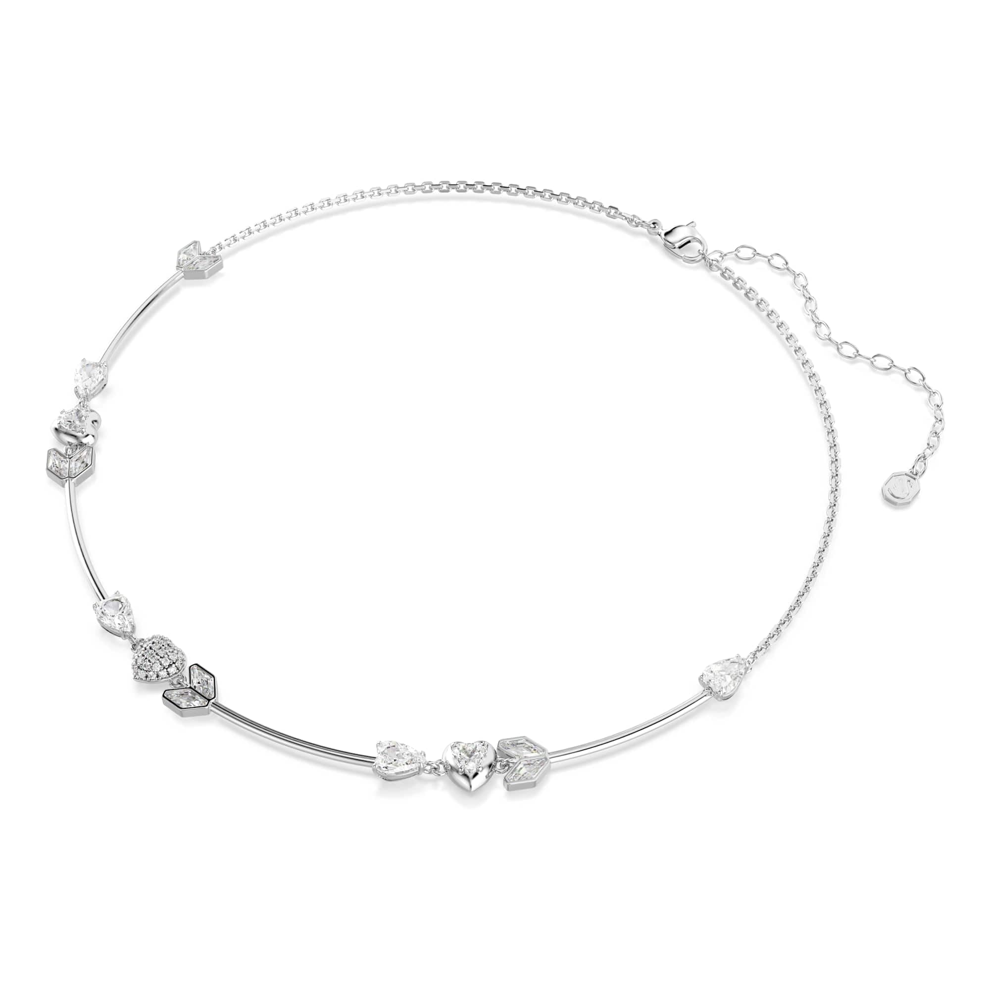 Swarovski Collar Idyllia, Corazón con flecha, Blanco, Baño de rodio