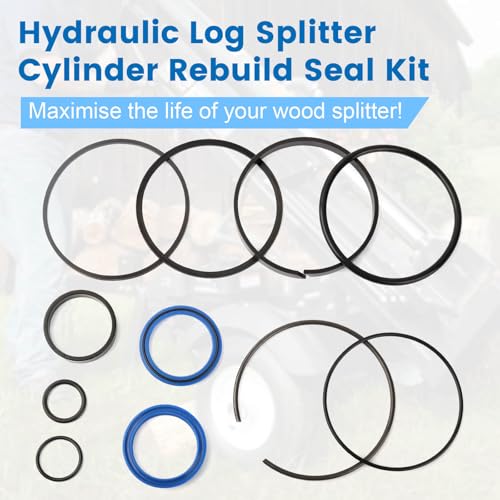 Image of Hydraulic Log Splitter Cylinder Rebuild Seal Kit for 4.5 inch Bore x 1.75 inch Rod Cylinder, Replace for Huskee Log Splitter Parts Hydraulic Cylinder Rebuild Kit (Pack of 11)