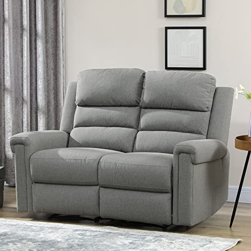 Homcom Modern Loveseat Recliner Sofa With Linen Fabric And Thick Sponge Padding, 2 Seater Couch Recliner Couch Manual Reclining Sofa Loveseat Couch Living Room Furniture, Gray #TOP1