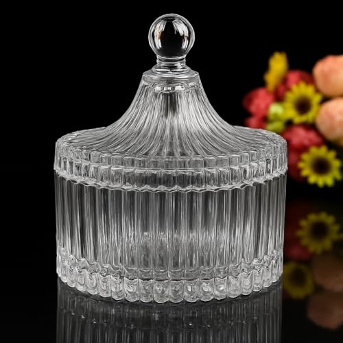 Image of Premium Crystal Glass Jar with Lid for Candy, Dry Fruits, Sugar, Snacks & Home Decor | Decorative Transparent Storage Container for Kitchen, Dining Table, Living Room & Gift Purpose