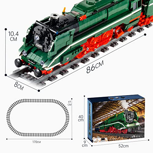 TopBau Technik BR18 201 Deutsch Schnellzug Modell mit Schienen und LED Licht, 2348+ Teilen RC+APP Dampflokomotiven… – Bild 8