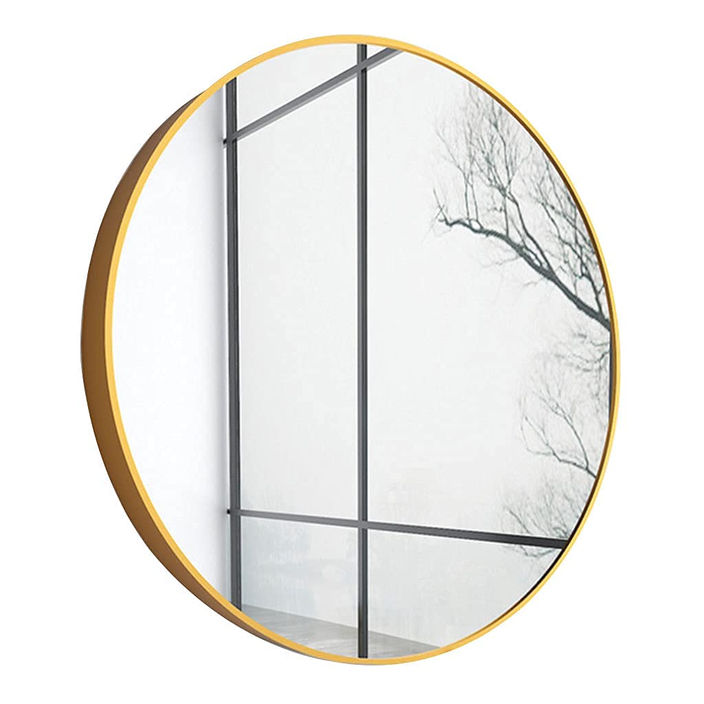 Miroir rond salle de bain MU 60cm en métal noir à coller pour chambre et salon