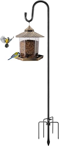 Poste de comedero de pájaros, 62 pulgadas y 58 pulgadas de diámetro, ganchos de pastor de acero inoxidable resistentes para colgar luces al aire